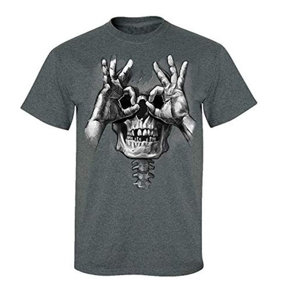 Funny Skull Hands Adult Men's Short Sleeve T-Shirt-Heather Gray-Small