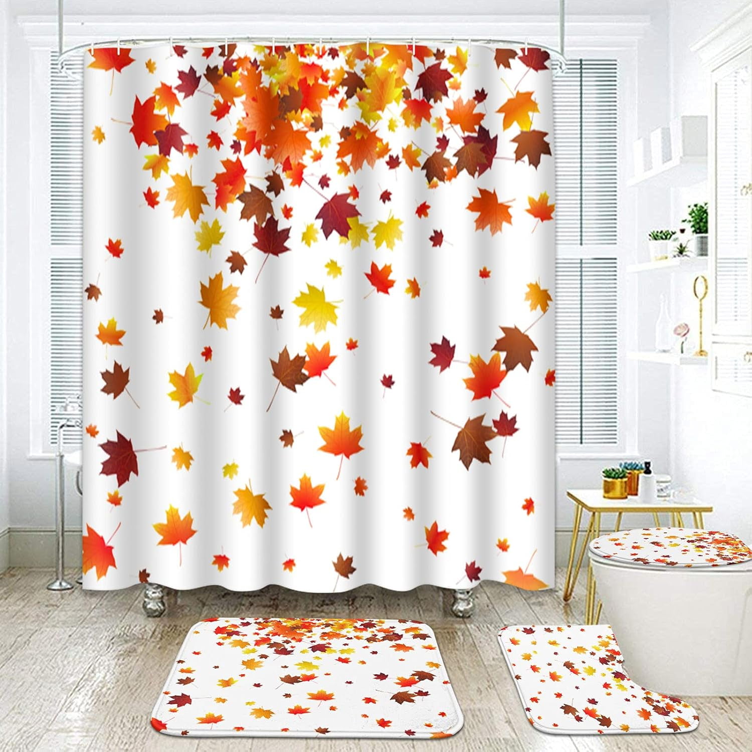 Funny Skull Happy Halloween Bathroom Set with Shower Curtain and Rug