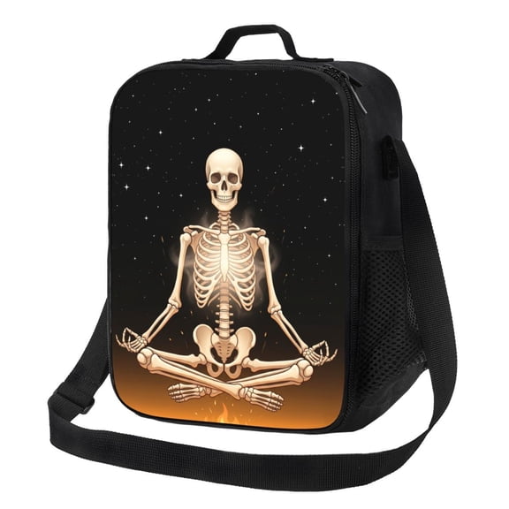 Funny Skull Lunch Bag For Women Men Goth Skull Pattern Reusable Insulated Lunch Box With Adjustable Shoulder Strap