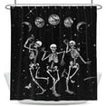 thumbnail image 1 of Funny Skull Shower Curtain Skeleton Goth Gothic Spooky Witchy Witch Black and White Halloween Moon Moonlit Phase Starry Night 60 x 72 Inch Polyester Fabric Waterproof 12 Pack Hooks, 1 of 7