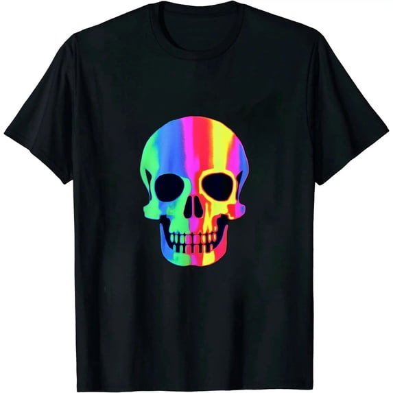 Funny Skull Trippy Vaporwave Halloween Techno Rave EDM Music T-Shirt