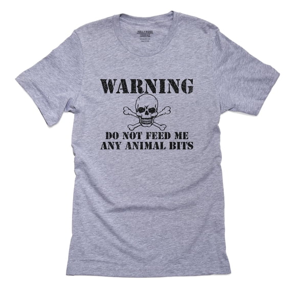 Funny Skull Warning! Do Not Feed Me Any Animals Bites Men's Grey T-Shirt