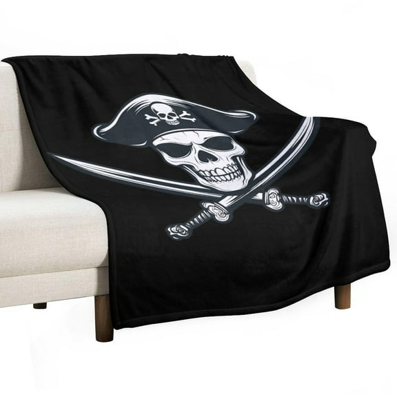 Funny Skull with Pirate Hat Super Soft Blanket Christmas Throw Blanket Flannel Microfiber Blankets for Couch Bed Sofa Fluffy and Warm 30"x40"