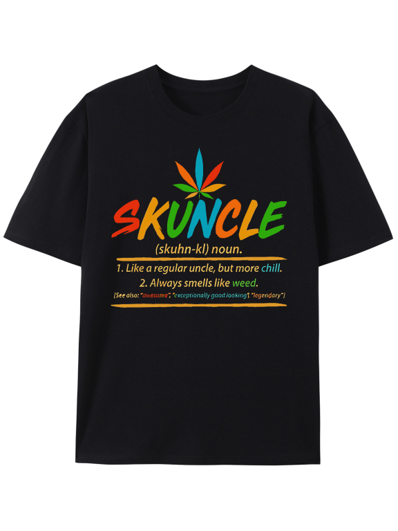 Funny Skuncle Definition Graphic T-Shirt - Men's Short Sleeve Premium Tee - Black AA - Humorous Uncle-Inspired Design