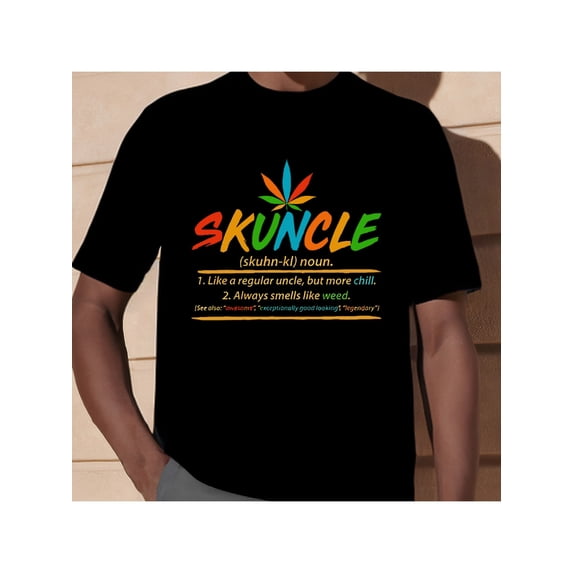 Funny Skuncle Definition Graphic T-Shirt - Men's Short Sleeve Premium Tee - Black AA - Humorous Uncle-Inspired Design