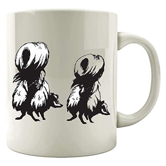 Funny Skunk 11 oz Coffee Mug - Striped Animal White Ceramic Gift