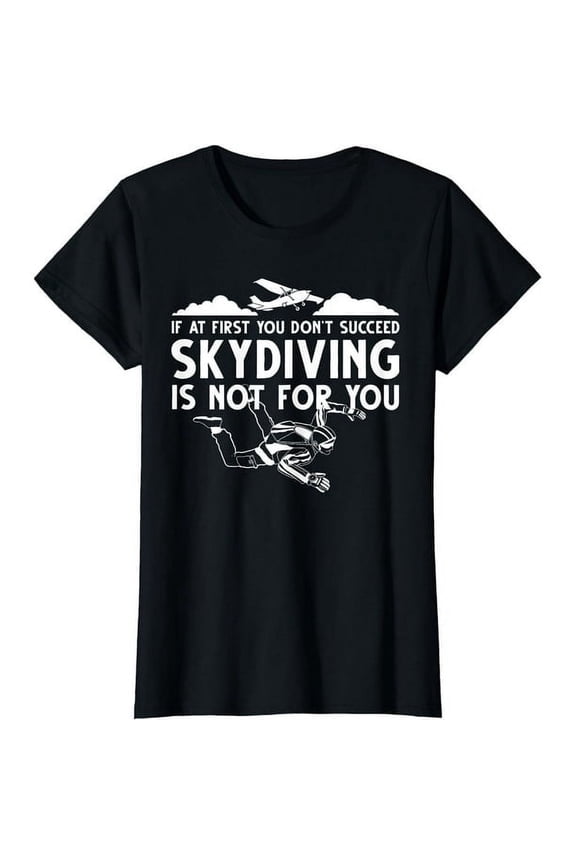 Funny Skydiving Design Black T-shirt Short Sleeve Tee For Skydiver Skydive Lovers