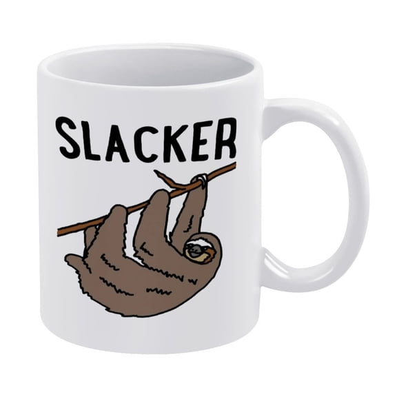 Funny Slacker Sloth Mug - 11oz White Ceramic Coffee Cup - Cute Animal Gift