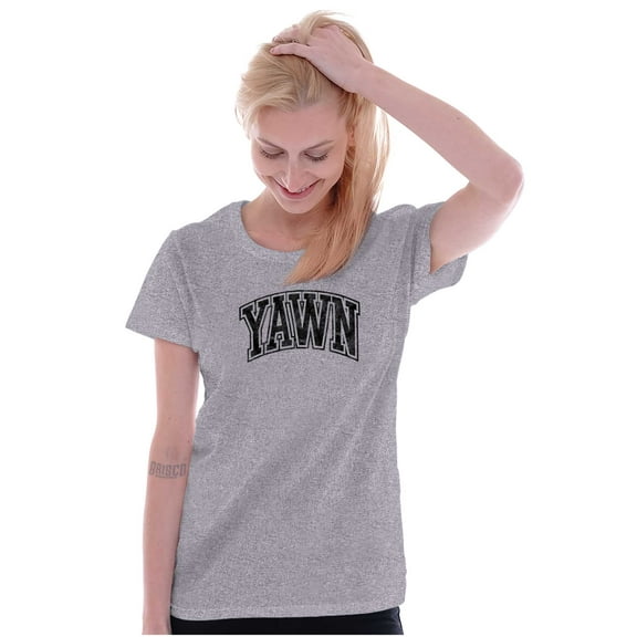 Funny Sleep Varsity Athlete Yawn Joke Womens Slim Fit Graphic Tee Brisco Brands X