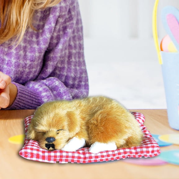 Funny Sleeping Dog in Bed Plush Toy, Miniature Dachshund Stuffed Animal with Shoes, Meowing Sound Effect, Cute Kitty Pet Pal for Couch Decor, Easter Gift, Graduation Gift