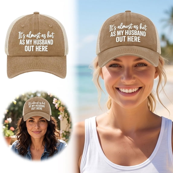 Funny Slogan Mesh Trucker Hat Washed Distressed Mesh Baseball Cap Humorous Quote Snapback Cap For Daily Travel Beach Outdoor(Brown-12.5Cm)