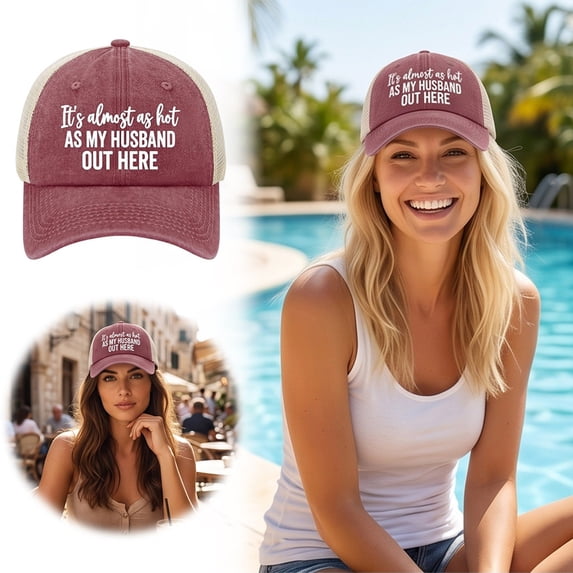 Funny Slogan Mesh Trucker Hat Washed Distressed Mesh Baseball Cap Humorous Quote Snapback Cap For Daily Travel Beach Outdoor(Red-12.5Cm)