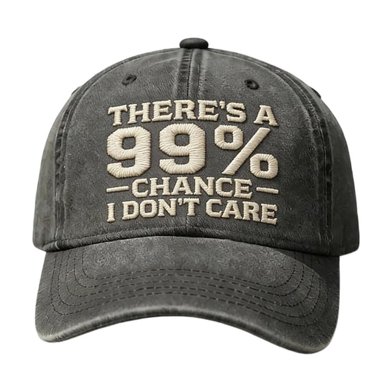 Funny Slogan Vintage Distressed Trucker Cap, There's A 99% Chance I Don't Care Embroidered Adjustable Unisex Cotton Casual Hat for Adults