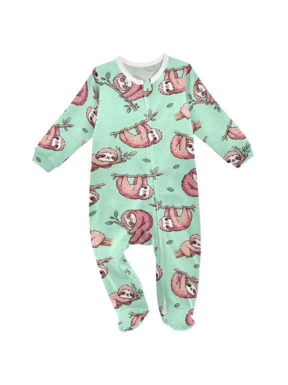 Funny Sloth Baby Sleeper One-Piece Footies Newborn Roomper 12Months