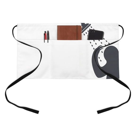 Funny Sloth Half Waist Apron Sloth Bathing Shower Animal Silhouette Short Waiter Aprons with 3 Pockets for Women Men Kitchen Restaurant Cooking