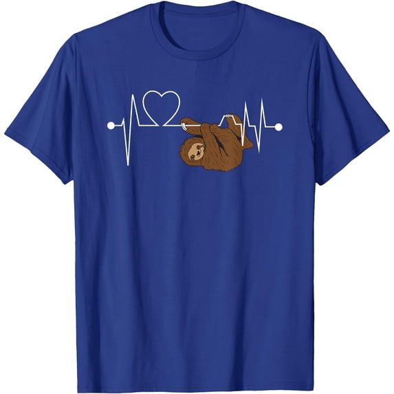Funny Sloth Heart Heartbeat Sloths Lover Gift Unisex T-Shirt for Men Women Kids Toddler,Royal Blue Color,Size 3T