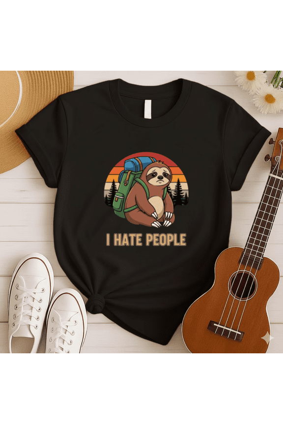 Funny Sloth I Hate People Hiking Sunset T-shirt, for men & women, S-5XL