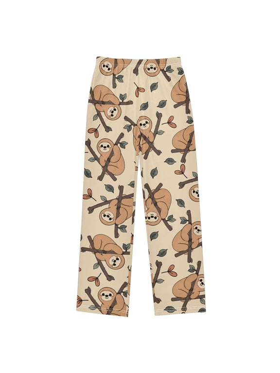 Funny Sloth Kids Pajama Pants Boys Pjs Bottoms Sleepwear Lounge Small