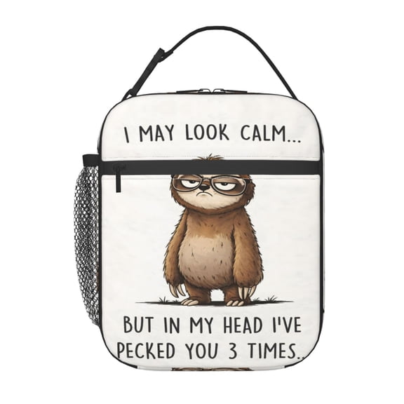 Funny Sloth Lunch Bag Portable Thermal Lunch Box for Men and Women