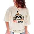 thumbnail image 1 of Funny Sloth Party T-Shirt, Cute Animal Birthday Tee, Happy Sloth with Cake Graphic, Party Animal Celebration Shirt, Ivory Comfort Colors T-Shirt, 3XL, 1 of 1