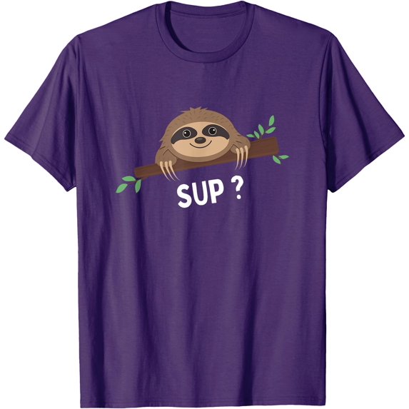 Funny Sloth Saying Sup Pet Animal Lover Unisex T-Shirt for Men Women Kids Toddler,Purple Color,Size YM