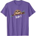 thumbnail image 1 of Funny Sloth Saying Sup Pet Animal Lover Unisex T-Shirt for Men Women Kids Toddler,Violet Color,Size 2XL, 1 of 5
