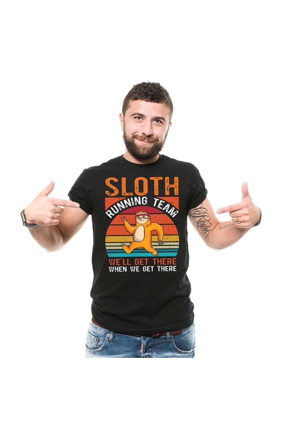 Funny Sloth Shirt Sloth Running Team Sport GYM Activity Funny Parody Pet Animal Lovers T-shirt (Small Black)