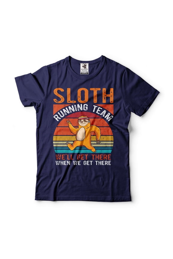 Funny Sloth Shirt Sloth Running Team Sport GYM Activity Funny Parody Pet Animal Lovers T-shirt (XX-Large Navy Blue)