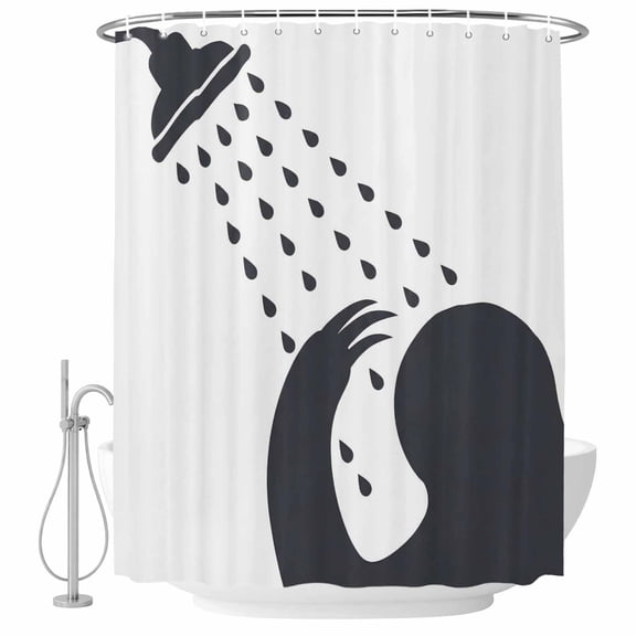 Funny Sloth Shower Curtain for Bathroom, Sloth Bathing Shower Animal Silhouette Waterproof Cloth Fabric Bathroom Accessories Set with 12 Rust Proof Plastic Hooks, 72"x72"
