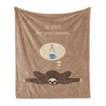 thumbnail image 1 of Funny Sloth Soft Flannel Fleece Throw Blanket, Sloth is My Animal Coffee Steam Morning Pattern, Cozy Plush for Indoor and Outdoor Use, 70" x 90", Warm Taupe Beige, by Ambesonne, 1 of 6