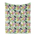 thumbnail image 1 of Funny Sloth Soft Flannel Fleece Throw Blanket, Repetitive Monstera and Tropical Leaves with Lazy Animal Hanging on Branches, Cozy Plush for Indoor and Outdoor Use, 50" x 60", Multicolor, by Ambesonne, 1 of 6