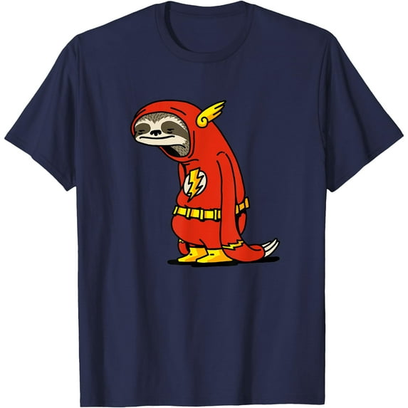 Funny Sloth Superhero Not Fast Not Furious Sloth Lover Unisex T-Shirt for Men Women Kids Toddler,Navy Color,Size XL