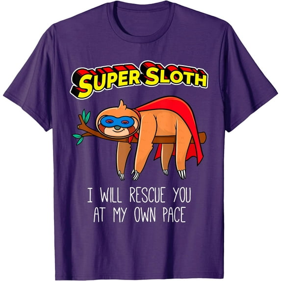Funny Sloth Superhero Super Sloth Hero Gift Unisex T-Shirt for Men Women Kids Toddler,Purple Color,Size 2XL
