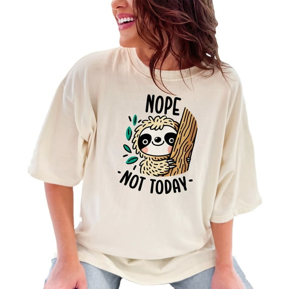 Funny Sloth T-Shirt for Men Women No Hurry No Worry Cute Graphic Tee Chill Out Quote Shirt Relaxed Fit Casual Wear Gift, Ivory Comfort Colors T-Shirt, Small
