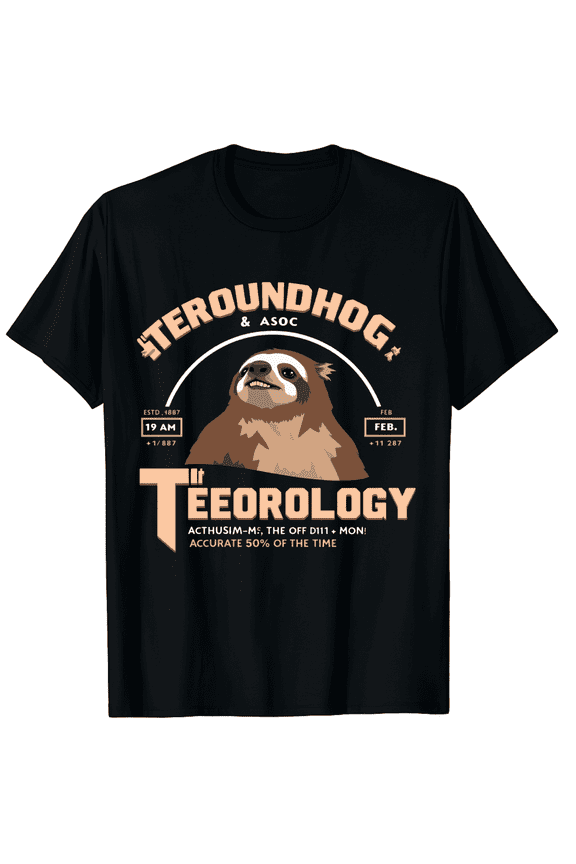 Funny Sloth Teeorology Graphic T-Shirt Retro Groundhog Day Parody Men Women Unisex Short Sleeve Cotton Top
