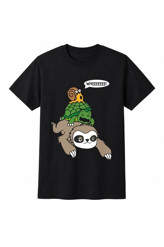 Funny Sloth Turtle Snail Graphic T-Shirt, Unisex Classic Fit Animal Tee
