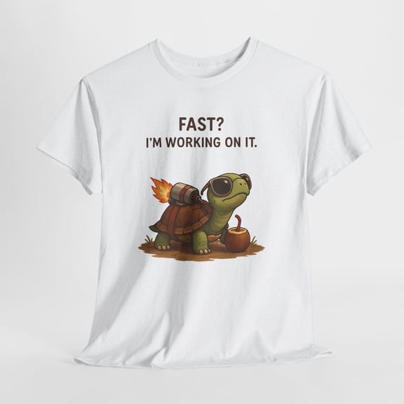 Funny Slow Turtle with Rocket Shell T-Shirt, Cute Animal Graphic Tee