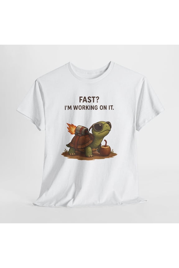 Funny Slow Turtle with Rocket Shell T-Shirt, Cute Animal Graphic Tee