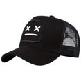 thumbnail image 1 of Funny Face Patch Mesh Trucker Hat Embroidered Sunshade Adjustable Baseball Cap for Unisex, 1 of 3