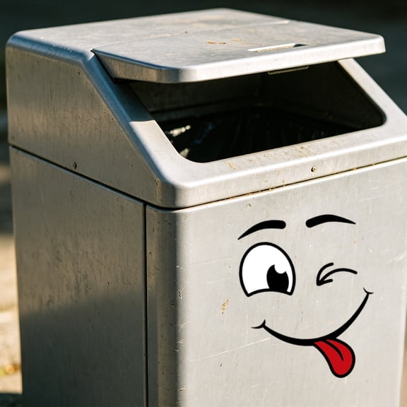 Funny Smiley Face Vinyl Decals, Trash Can Toilet Fridge Decor Accent, Easy Apply Outdoor Use, Kitchen Stickers Set, No Tools Needed Design