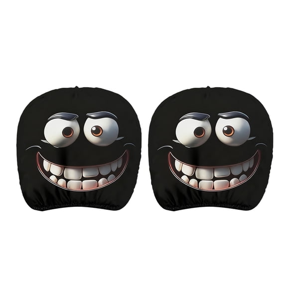 Funny Smiling Face Car Headrest Covers Soft Polyester General Auto Seat Protectors Suitable for Car & Vehicles