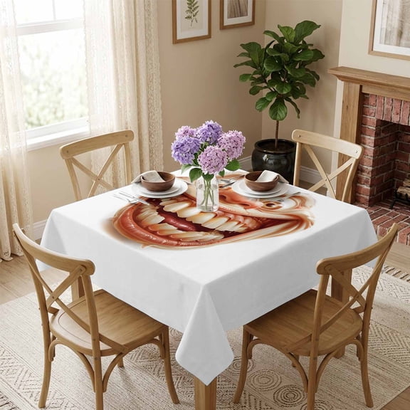 Funny Smiling Face Square Tablecloth 54x54 Inch Humor Waterproof Polyester Tablecloth for Dining Table, Washable Table Cover for Kitchen Dining Room Wedding Decoration,Stain Resistant