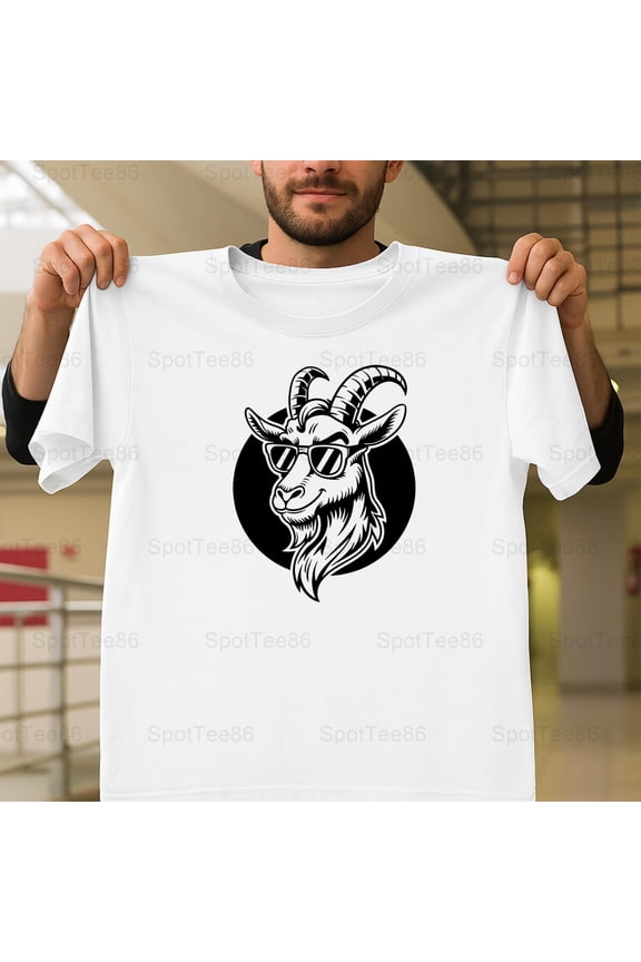 Funny Smiling Goat Head Retro Vintage Farm Animal Graphic Humor V10945 Unisex T-Shirt, Up to Size 5XL