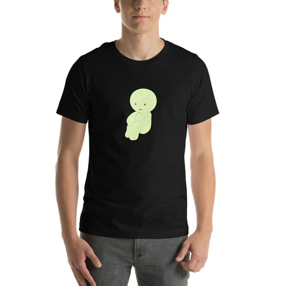 Funny Smiski Character Shirt – Glow in the Dark Kawaii Tee Unisex Fit (Black, XS)