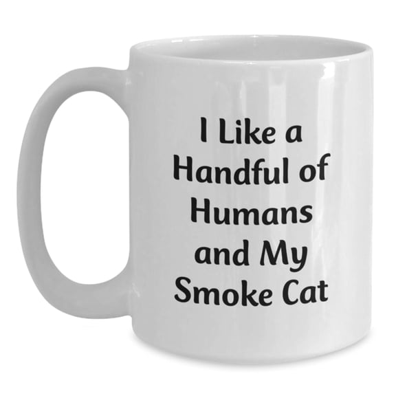 Funny Smoke Cat White Coffee Mug Gifts from Men or Women for Smoke Cat Lovers, Christmas Unique Presents