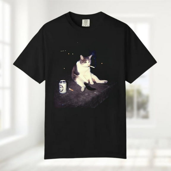 Funny Smoking Cat Meme Shirt, Cigarette Cat Shirt, Gen Z Joke Shirt, Brainrot Gift, Cat Lover Gift, Funny Kitty Tee, Cool Cat Shirt