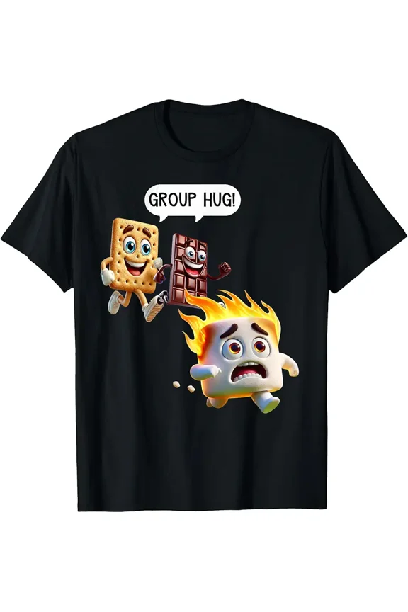 Funny Smores Group Hug Marshmallow for Men Women Novelty Short Sleeve T-Shirt