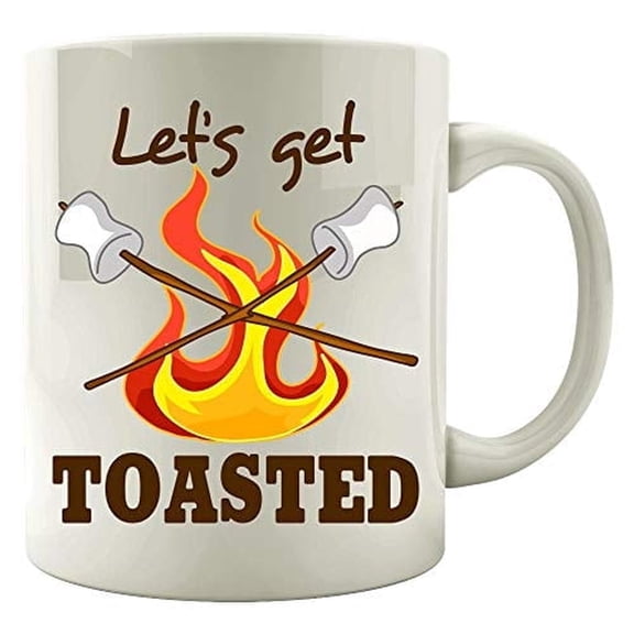 Funny Smores 11 oz Coffee Mug - Let's Get Toasted White Ceramic Gift