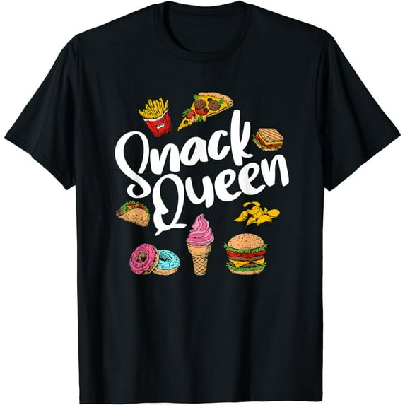 Funny Snack Lover Designs For Women Girls Snack Queen Foodie T-Shirt