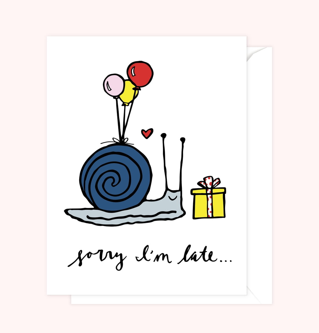 Funny Belated Birthday Card With Snail - Sorry It's Late Greeting Card For Anyone